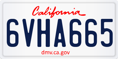 CA license plate 6VHA665