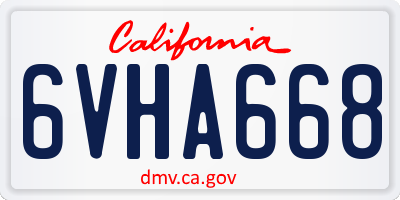 CA license plate 6VHA668