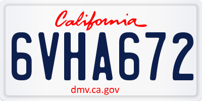 CA license plate 6VHA672