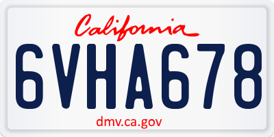 CA license plate 6VHA678