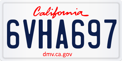 CA license plate 6VHA697
