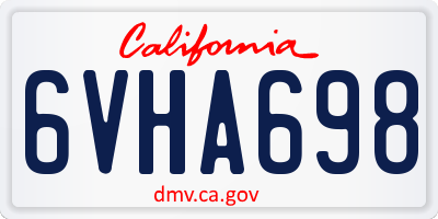 CA license plate 6VHA698