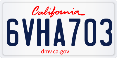 CA license plate 6VHA703