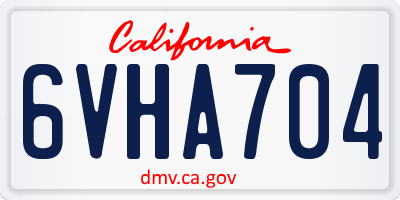 CA license plate 6VHA704
