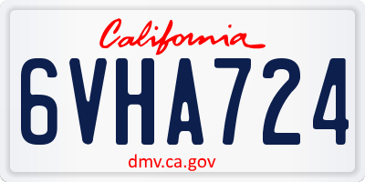 CA license plate 6VHA724