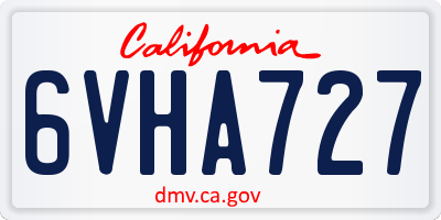 CA license plate 6VHA727