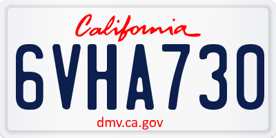 CA license plate 6VHA730