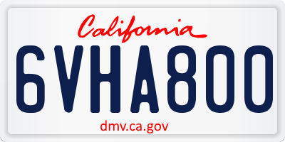 CA license plate 6VHA800