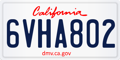 CA license plate 6VHA802