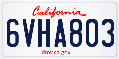 CA license plate 6VHA803