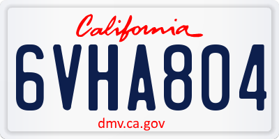 CA license plate 6VHA804