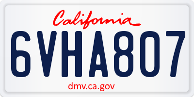 CA license plate 6VHA807