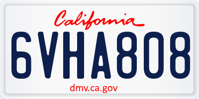 CA license plate 6VHA808