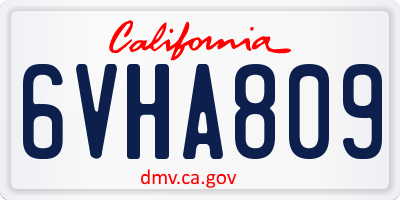 CA license plate 6VHA809