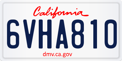 CA license plate 6VHA810