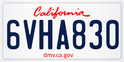 CA license plate 6VHA830