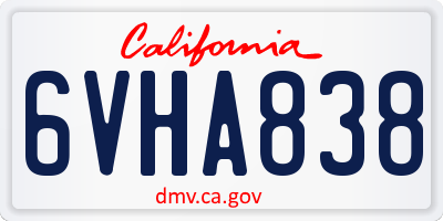 CA license plate 6VHA838