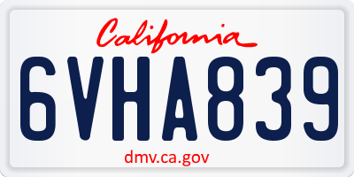 CA license plate 6VHA839