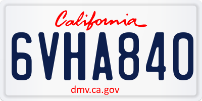 CA license plate 6VHA840