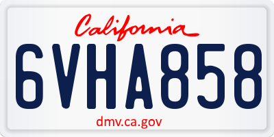 CA license plate 6VHA858