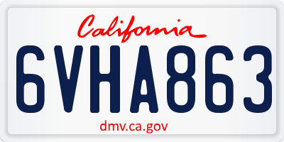 CA license plate 6VHA863