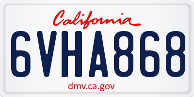 CA license plate 6VHA868