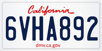 CA license plate 6VHA892