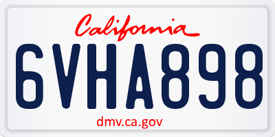 CA license plate 6VHA898