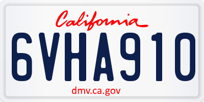 CA license plate 6VHA910