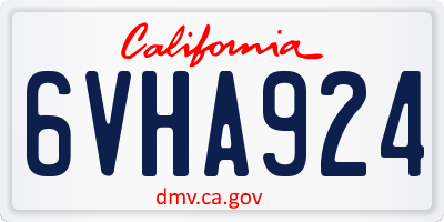 CA license plate 6VHA924