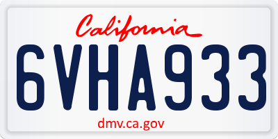 CA license plate 6VHA933