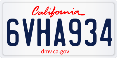 CA license plate 6VHA934