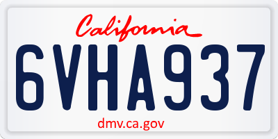 CA license plate 6VHA937