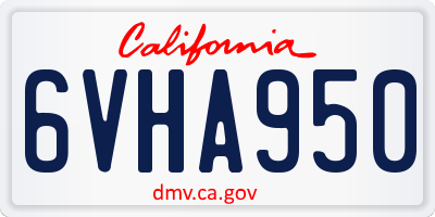 CA license plate 6VHA950