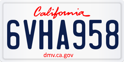 CA license plate 6VHA958