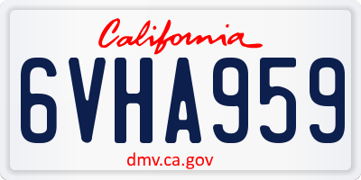 CA license plate 6VHA959