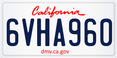 CA license plate 6VHA960
