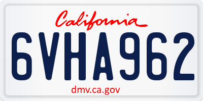 CA license plate 6VHA962