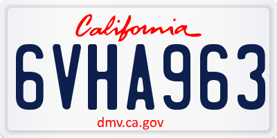 CA license plate 6VHA963