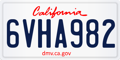 CA license plate 6VHA982