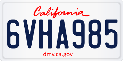 CA license plate 6VHA985