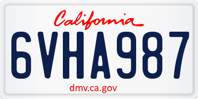 CA license plate 6VHA987