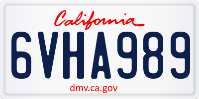 CA license plate 6VHA989