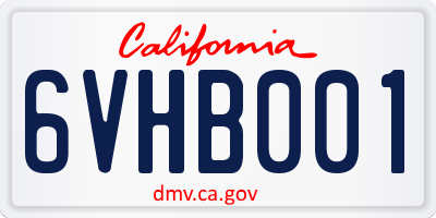 CA license plate 6VHB001