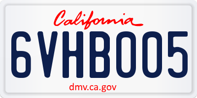 CA license plate 6VHB005