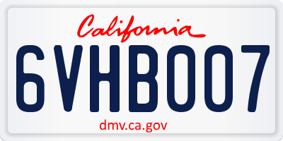 CA license plate 6VHB007