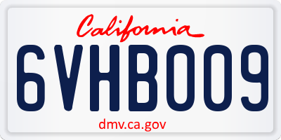 CA license plate 6VHB009