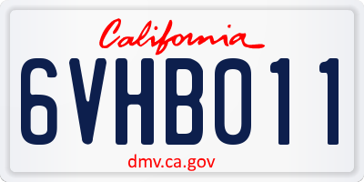 CA license plate 6VHB011