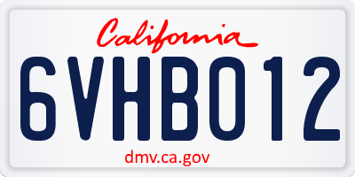 CA license plate 6VHB012