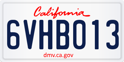 CA license plate 6VHB013